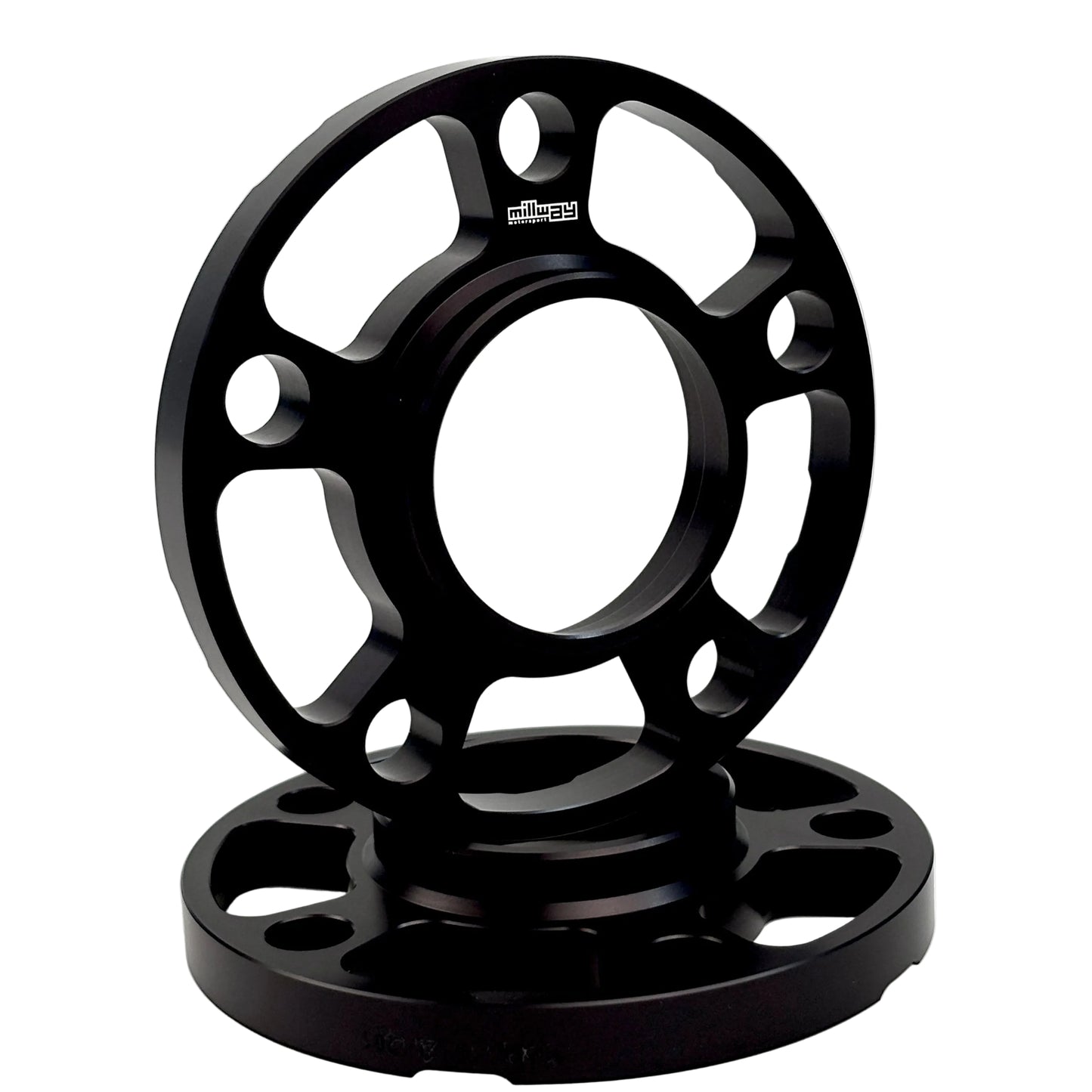 Black spacers on white background. Millway have 12mm,15mm,20mm and 25mm.