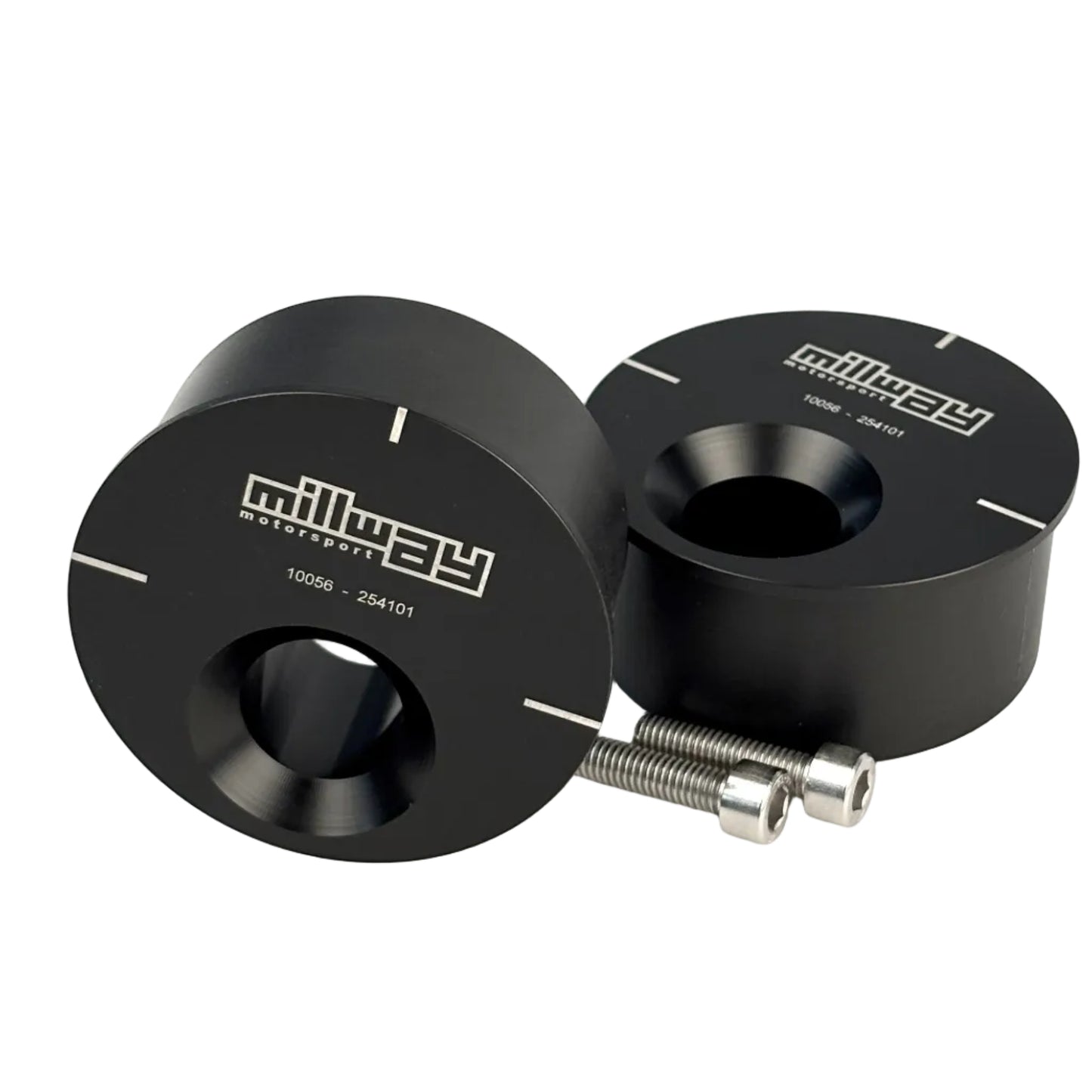 One pair millway eccentric bushings with white background.