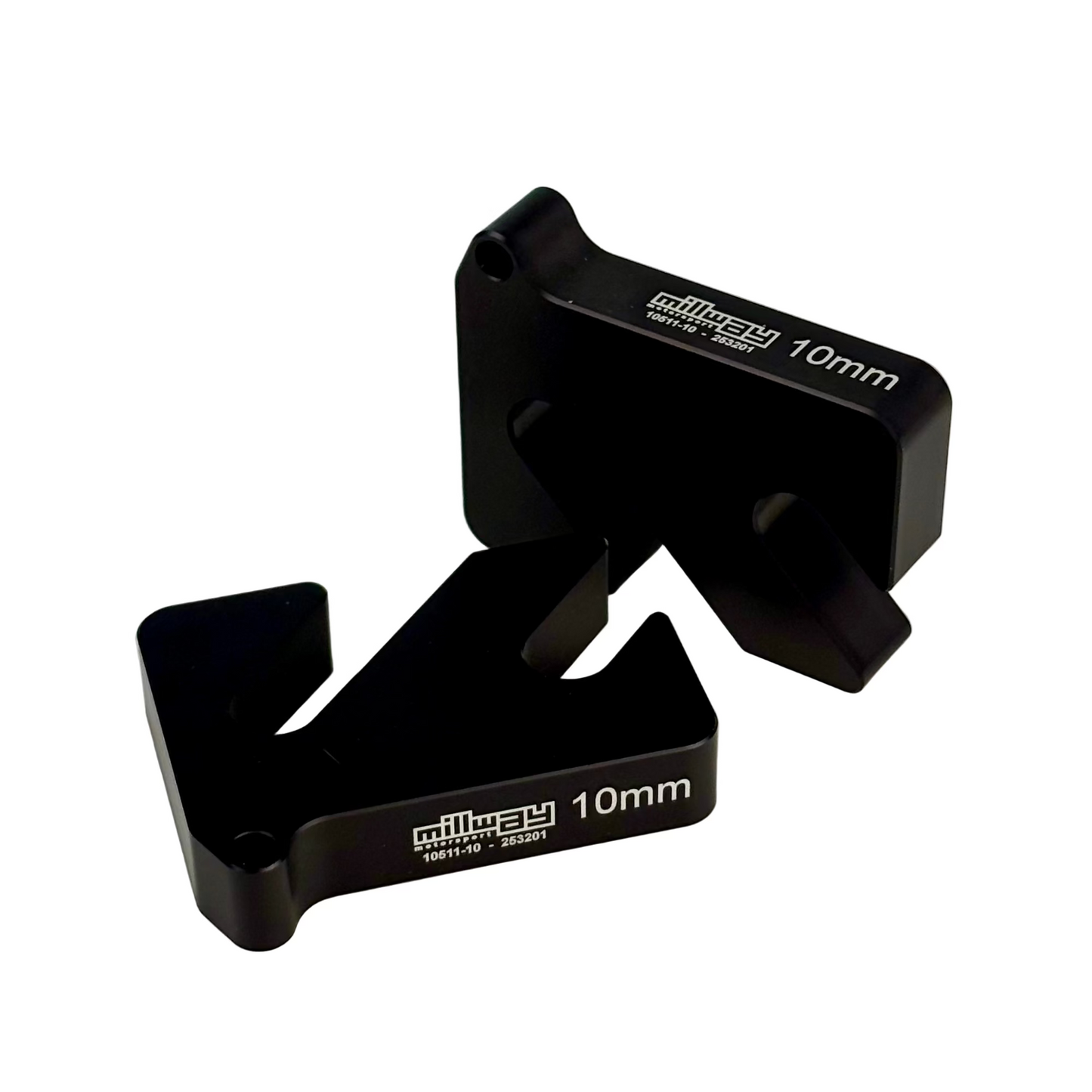 Black camber shims on a white background