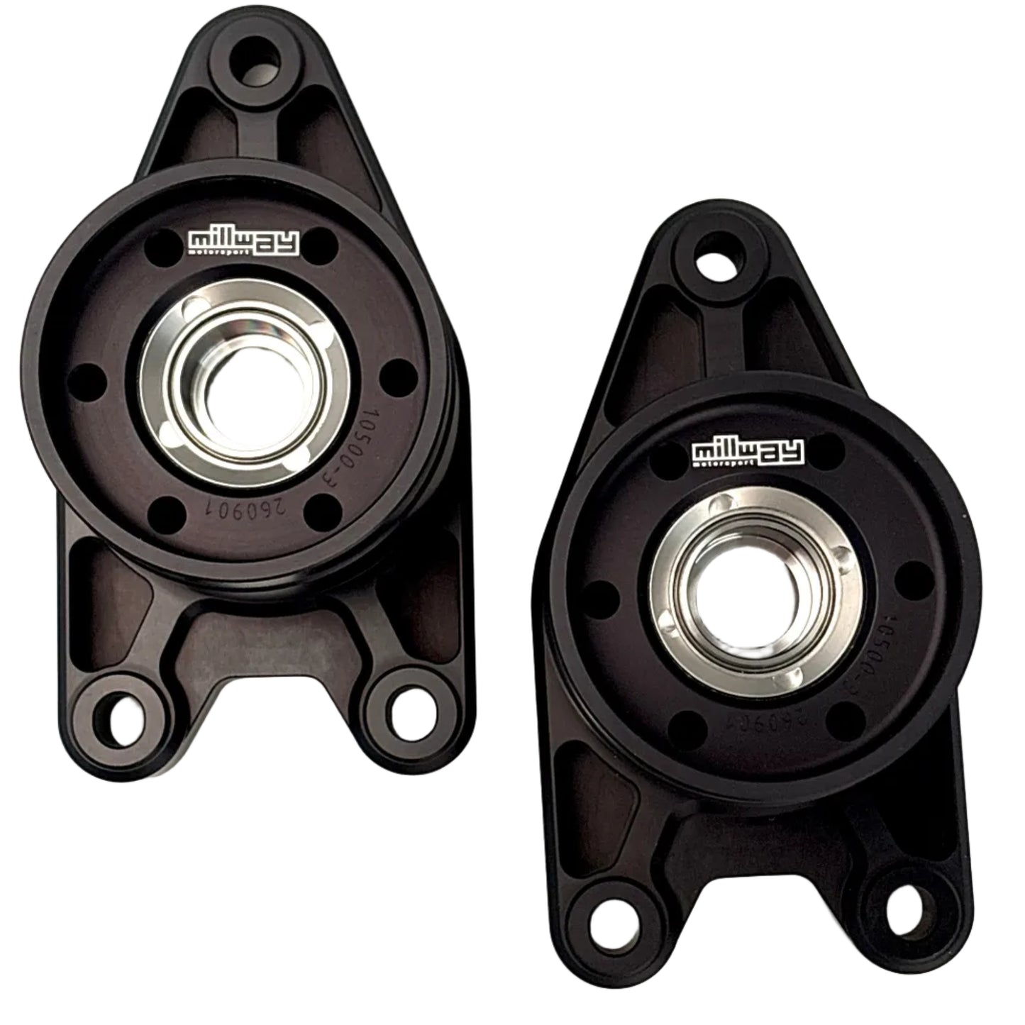 Millways Black Upper top mounts rear G8x with Uniball with white backgound.