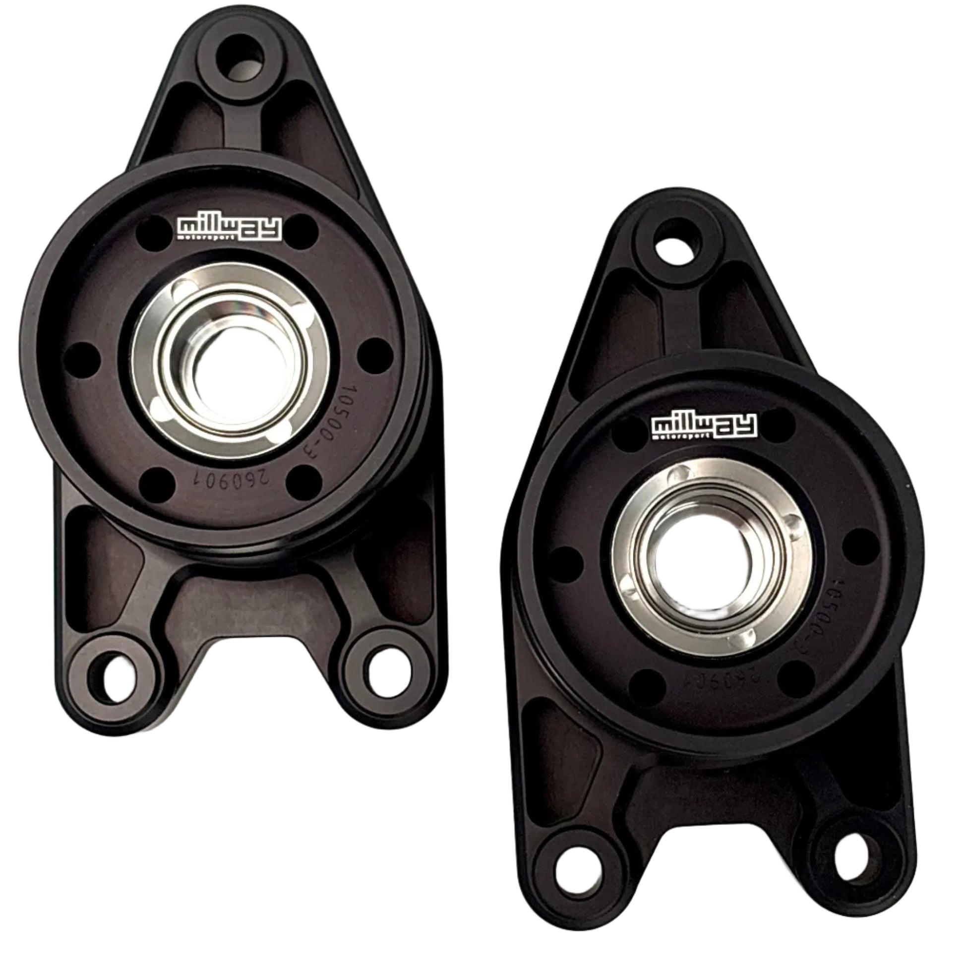Millways Black Upper top mounts rear G8x with Uniball with white backgound.
