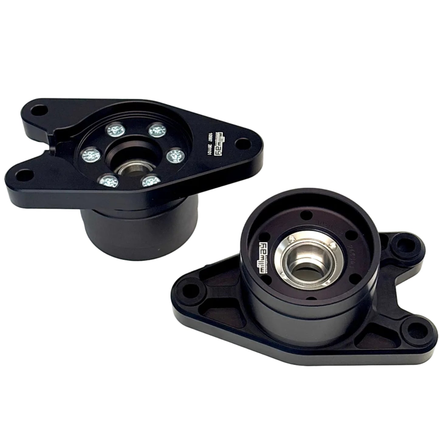 Millways Black Upper top mounts rear G8x with Uniball with white backgound.