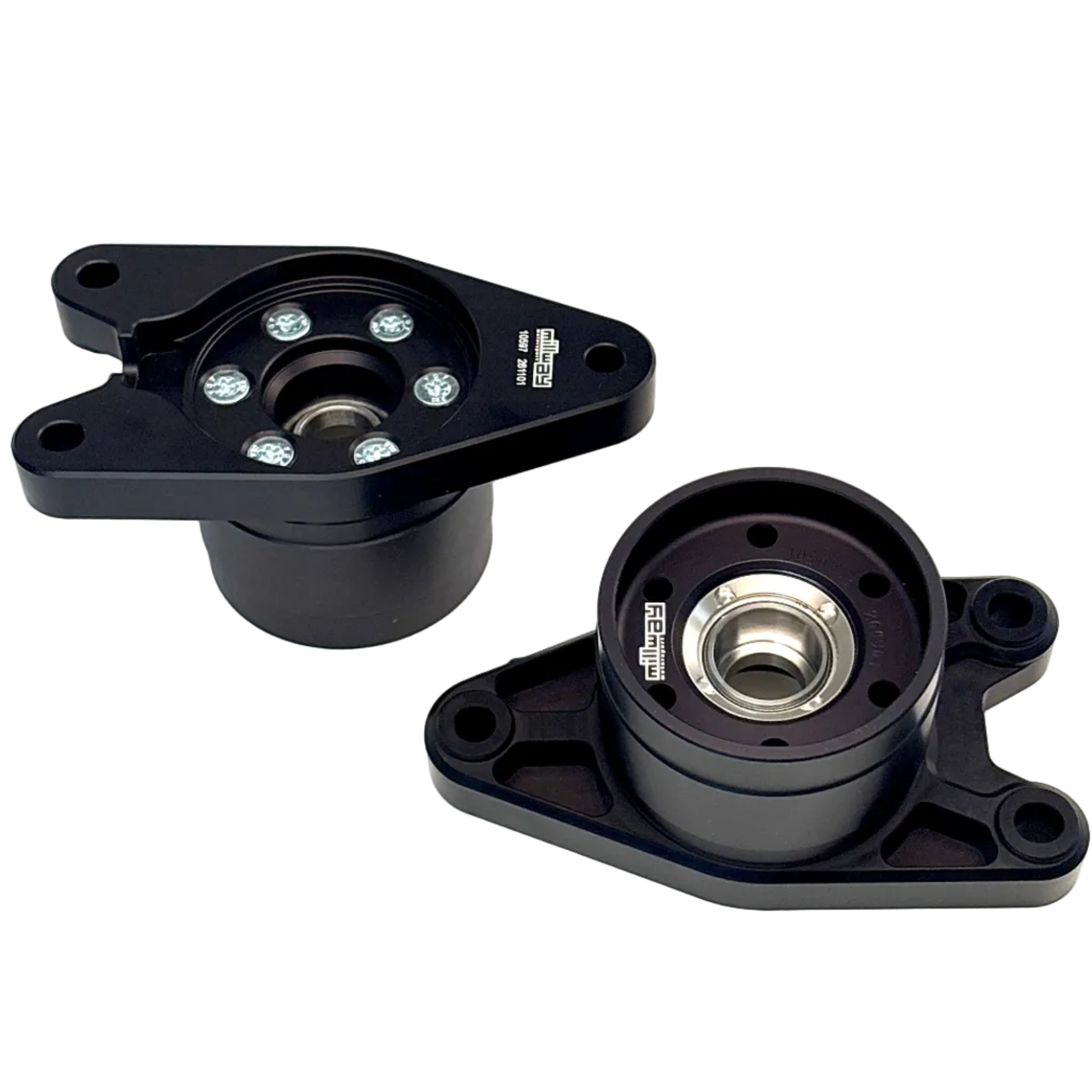 Millways Black Upper top mounts rear G8x with Uniball with white backgound.