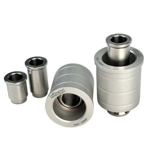 Pair of Millway control arm inner upper bushings in Anodizied Aluminium with stainless steel sleeves
