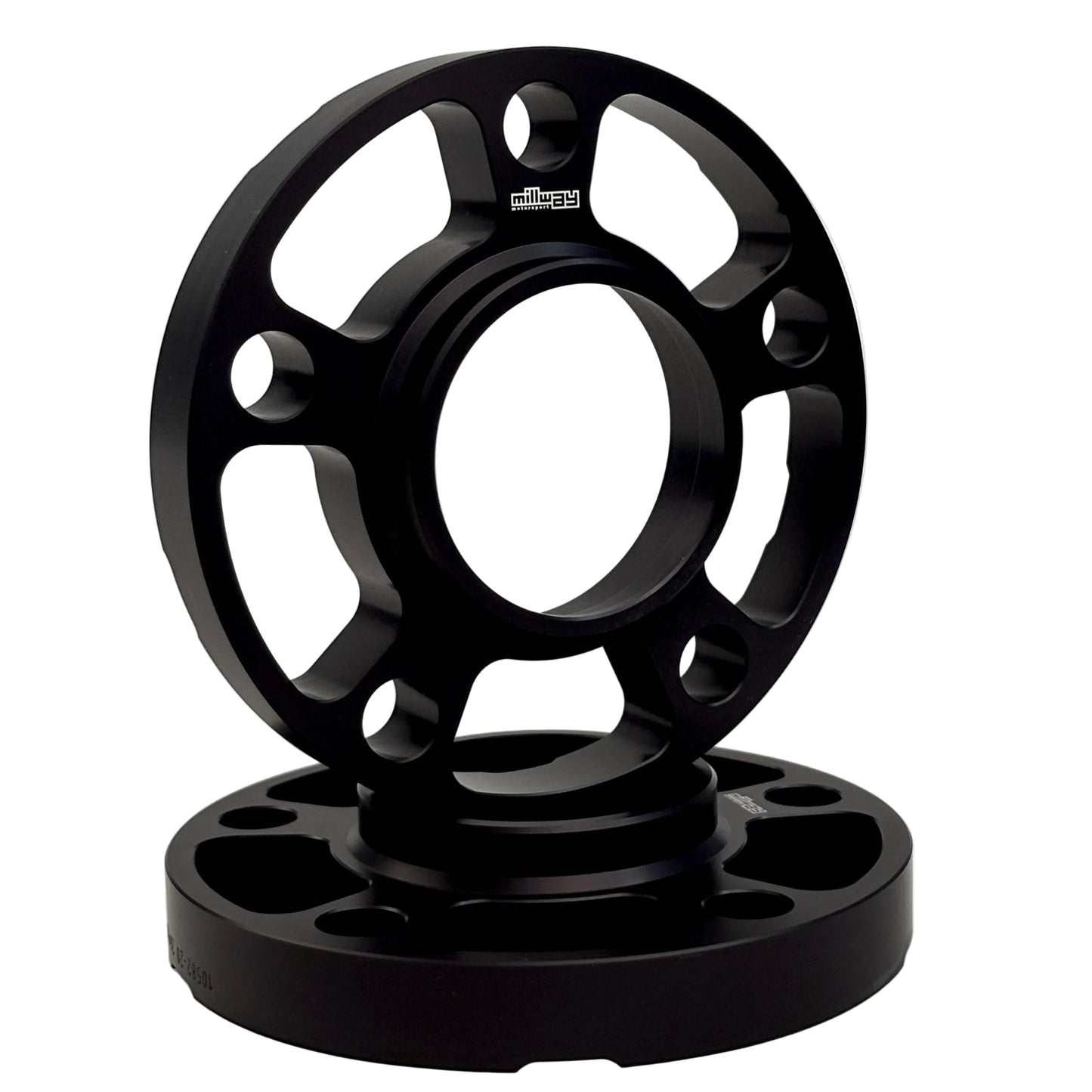 Black spacers on white background. Millway have 12mm,15mm,20mm and 25mm.
