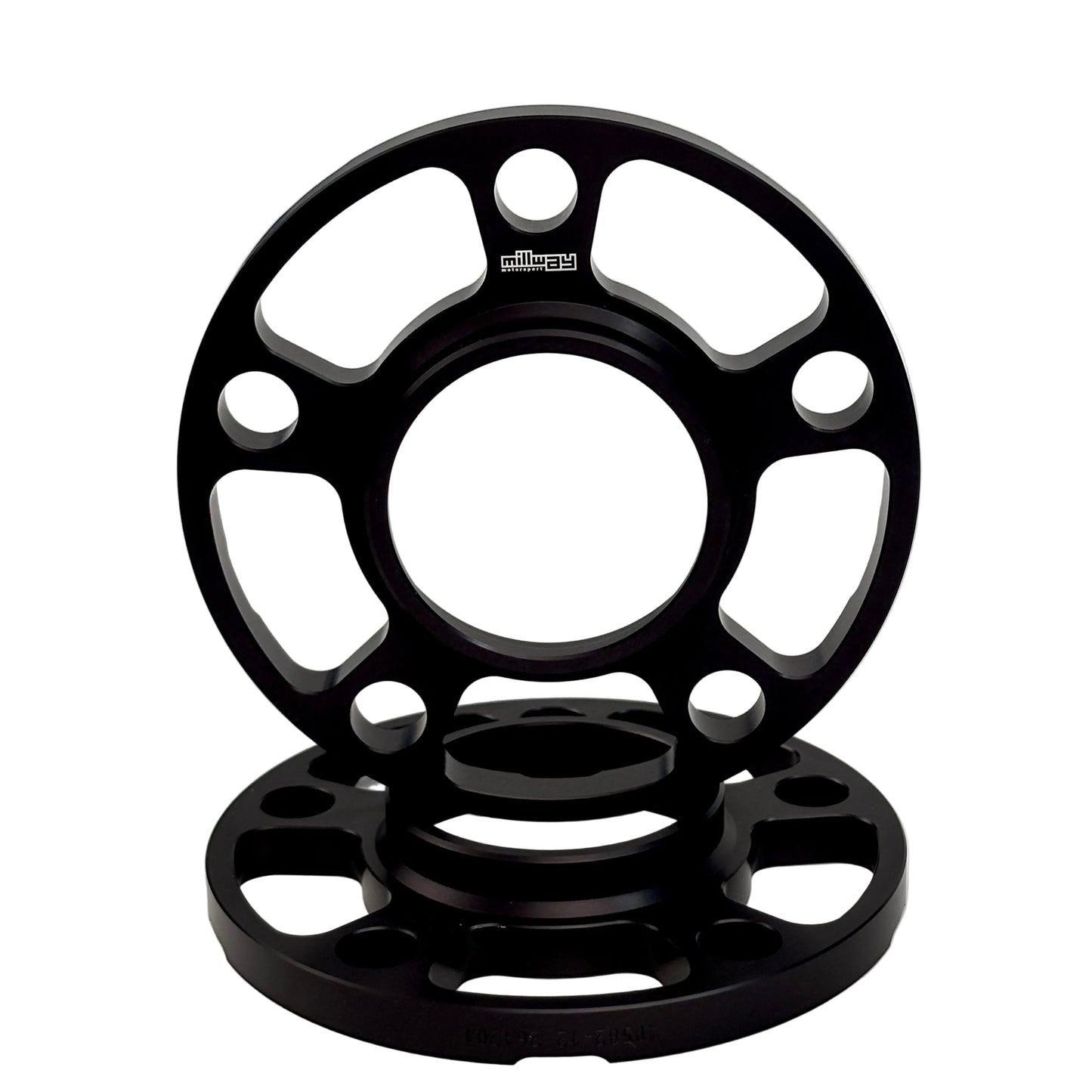 Black spacers on white background. Millway have 12mm,15mm,20mm and 25mm.