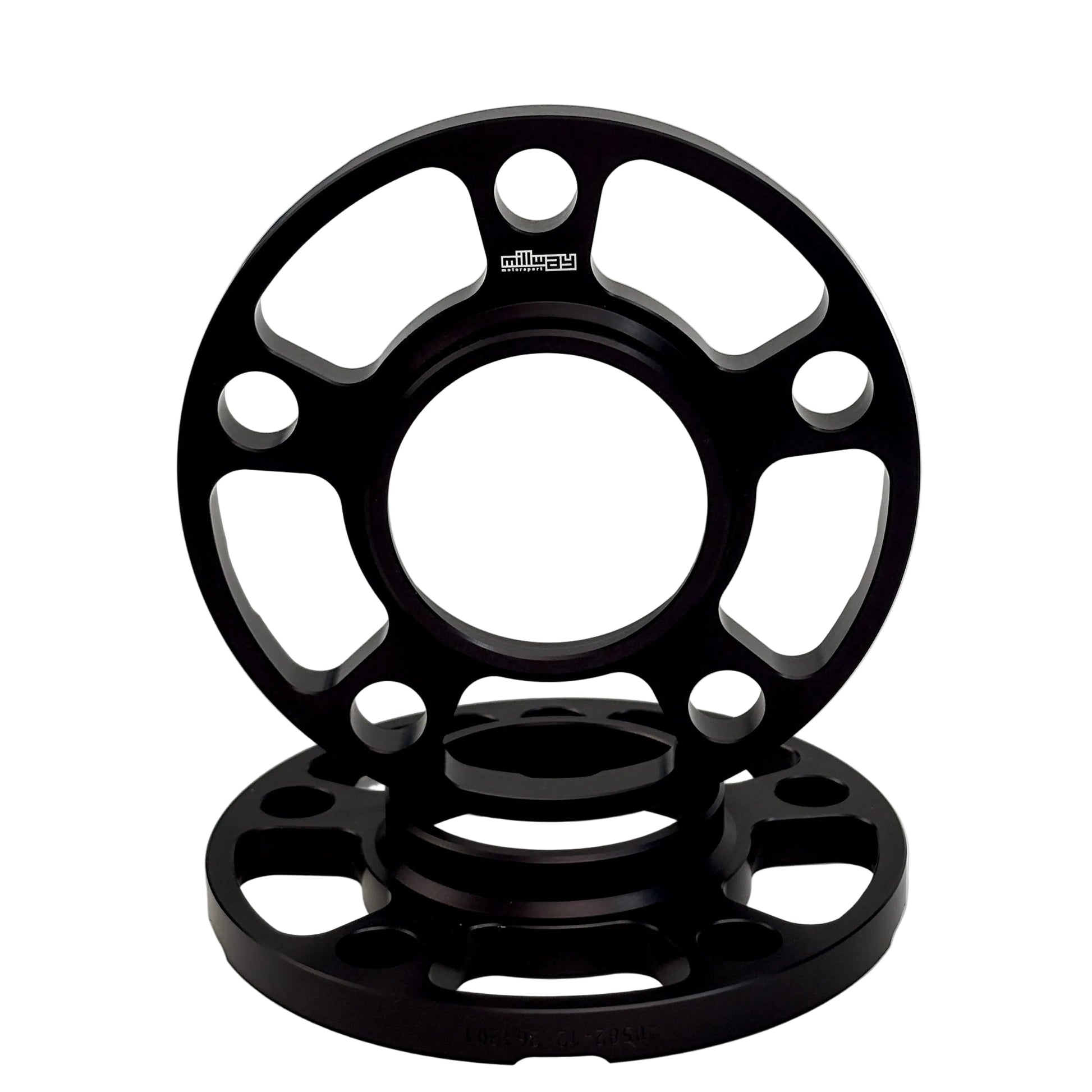 Black spacers on white background. Millway have 12mm,15mm,20mm and 25mm.