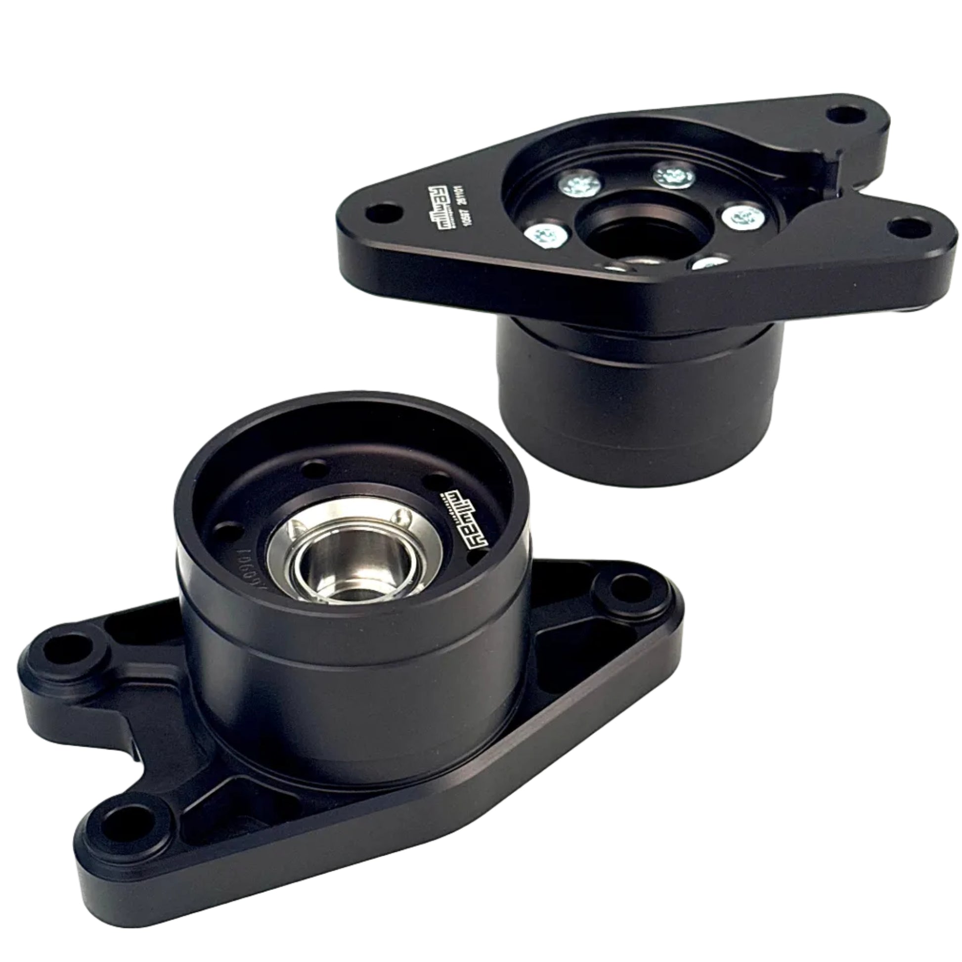 Millways Black Upper top mounts rear G8x with Uniball with white backgound.