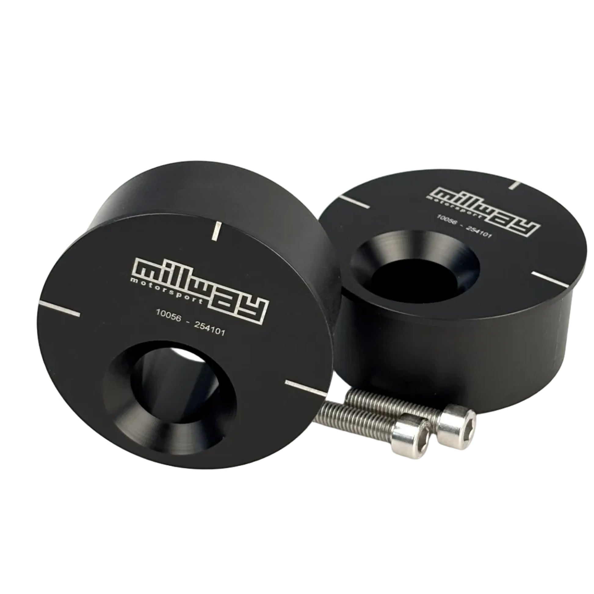 One pair millway eccentric bushings with white background.