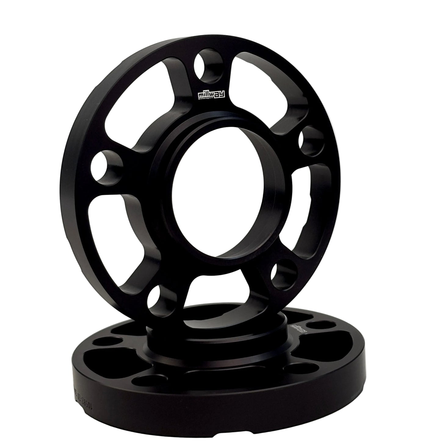 Black spacers on white background. Millway have 12mm,15mm,20mm and 25mm.