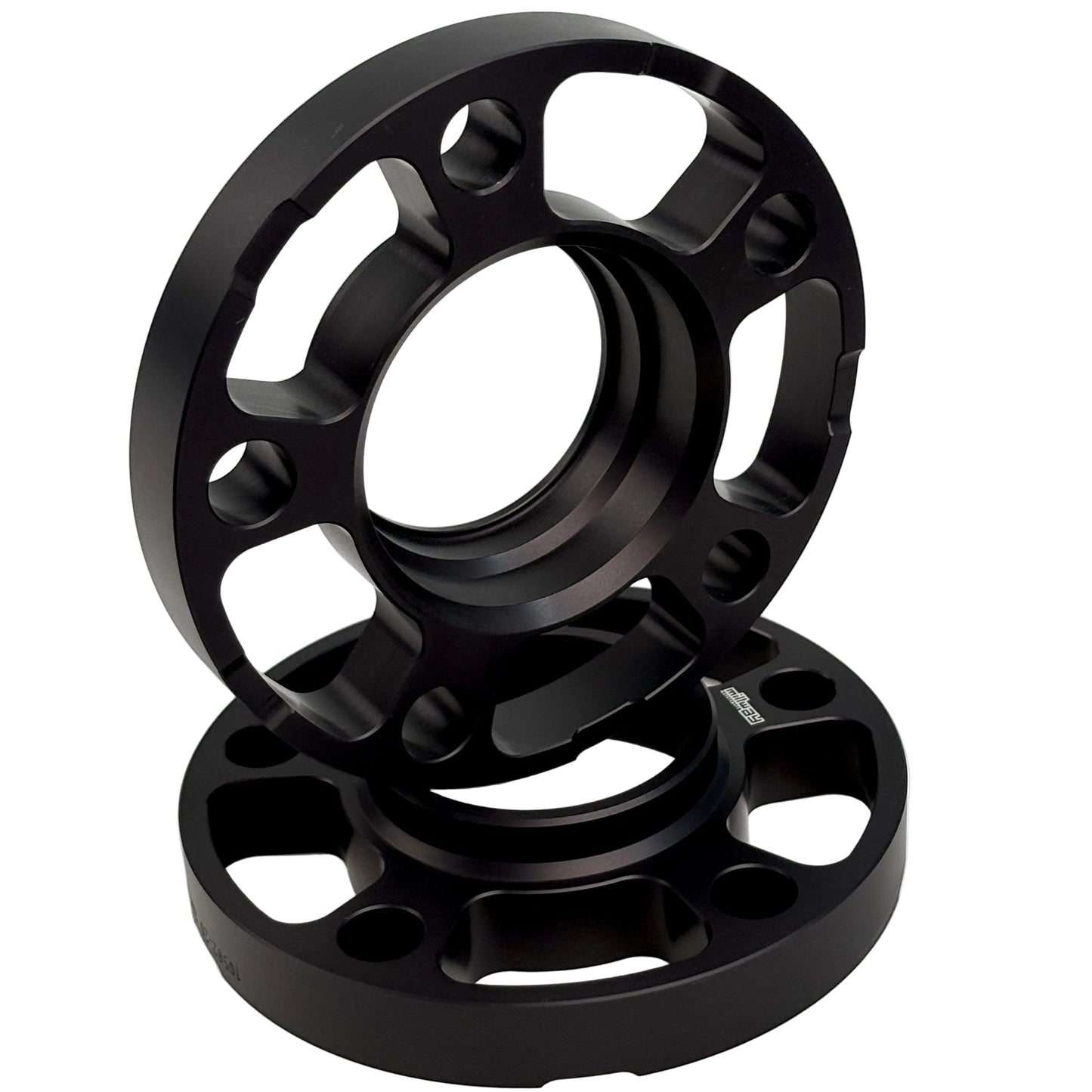 Black spacers on white background. Millway have 12mm,15mm,20mm and 25mm.