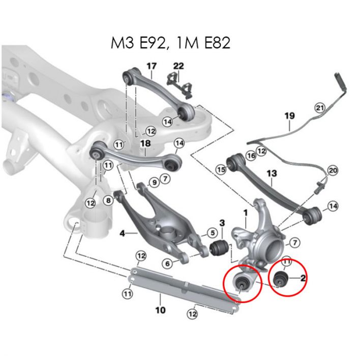 BMW 2011-2018 Bushing For Control Arm Wishbone Front Left & Right 2 Rearward
